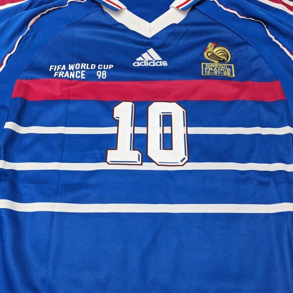 Zidane #10 France 1998 World Cup Adidas Jersey - Picture 5 of 9